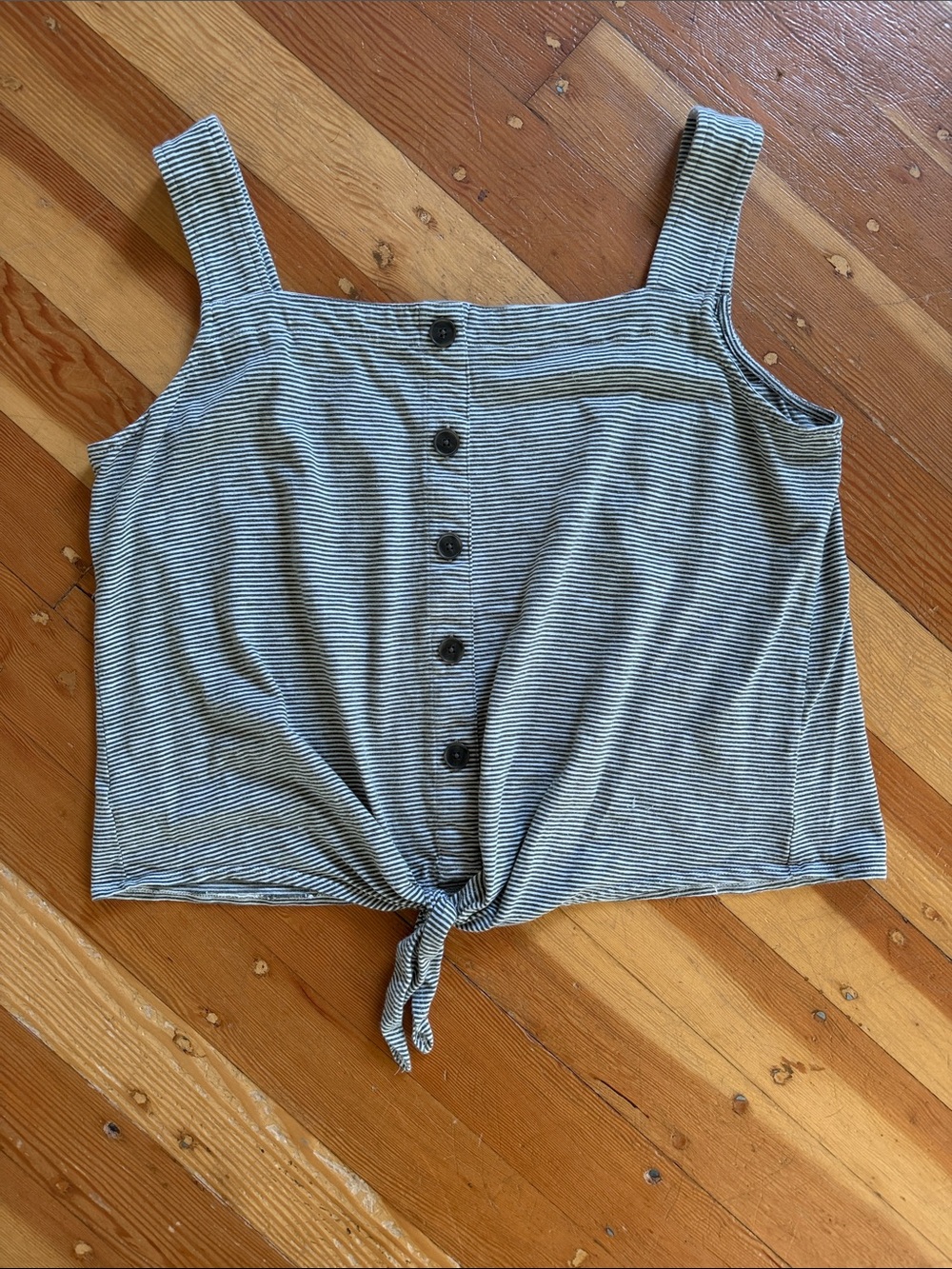 Loft Green Striped Tie Front Tank Top XL